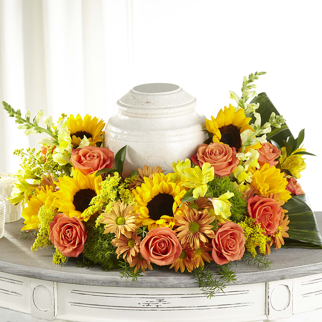 Faithful Sunflower Cremation Adornment – Dickson Florist, Dickson TN