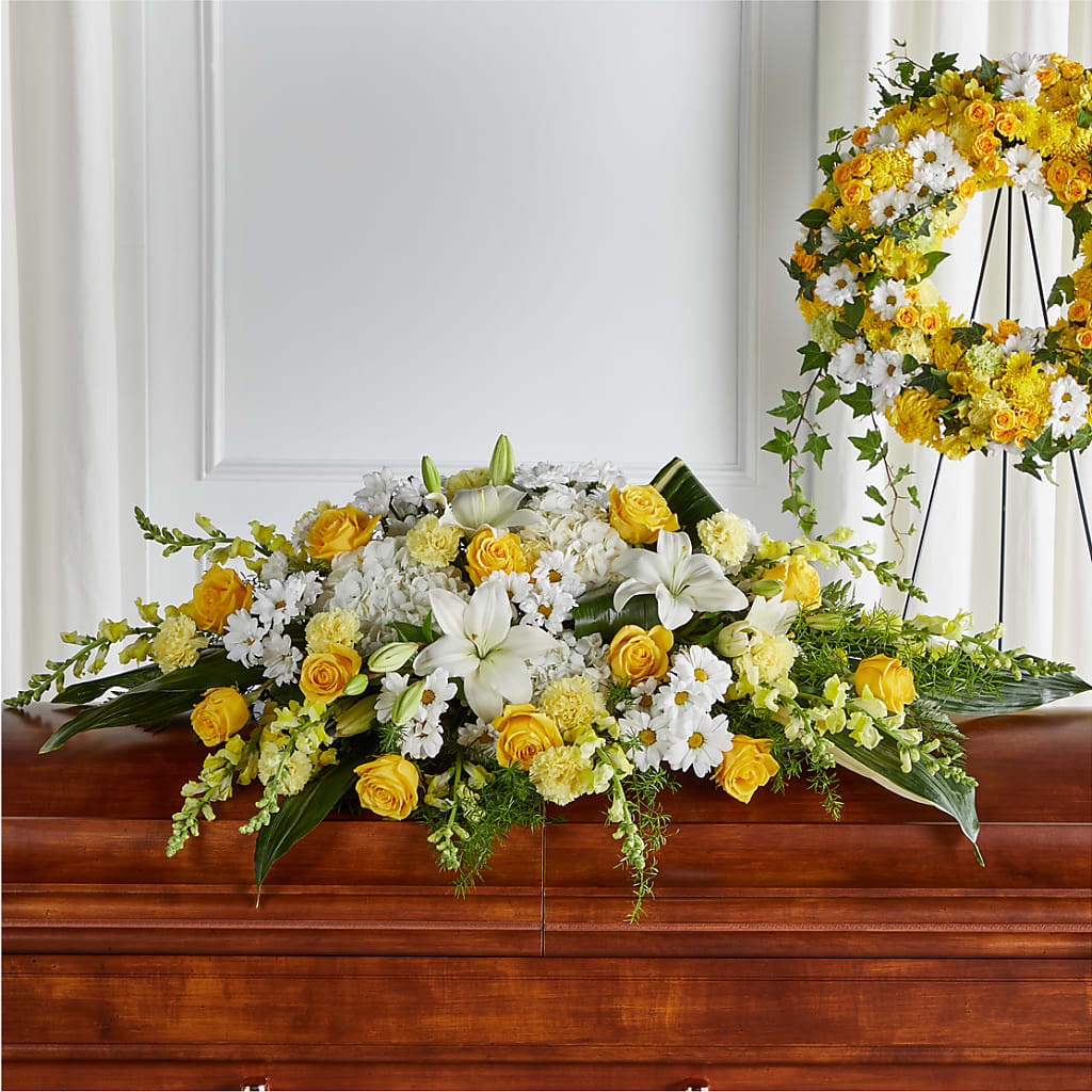 Golden Harmony Casket Spray – Dickson Florist, Dickson TN