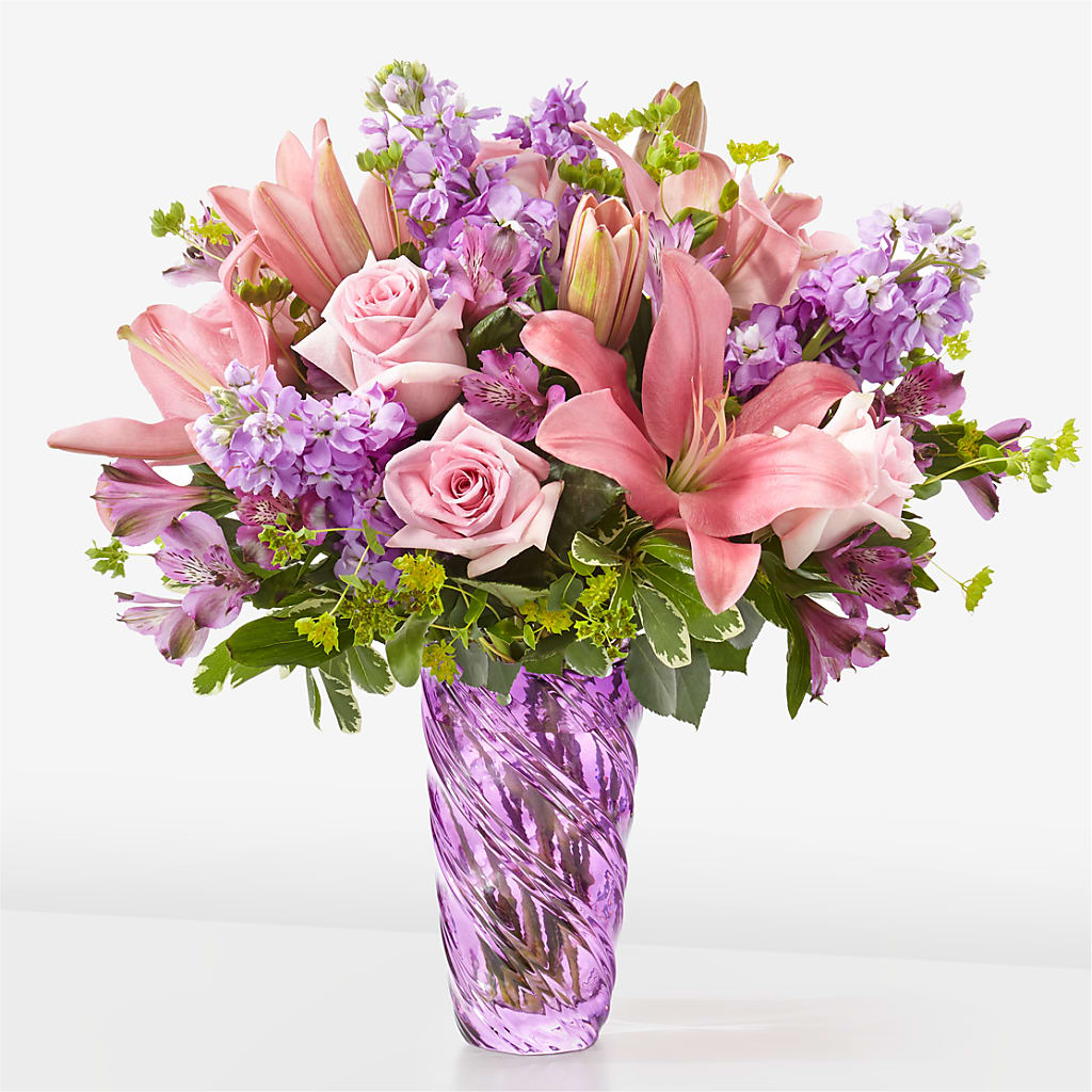 Precious Petals Bouquet with Luxe Swirl Vase – Dickson Florist, Dickson TN