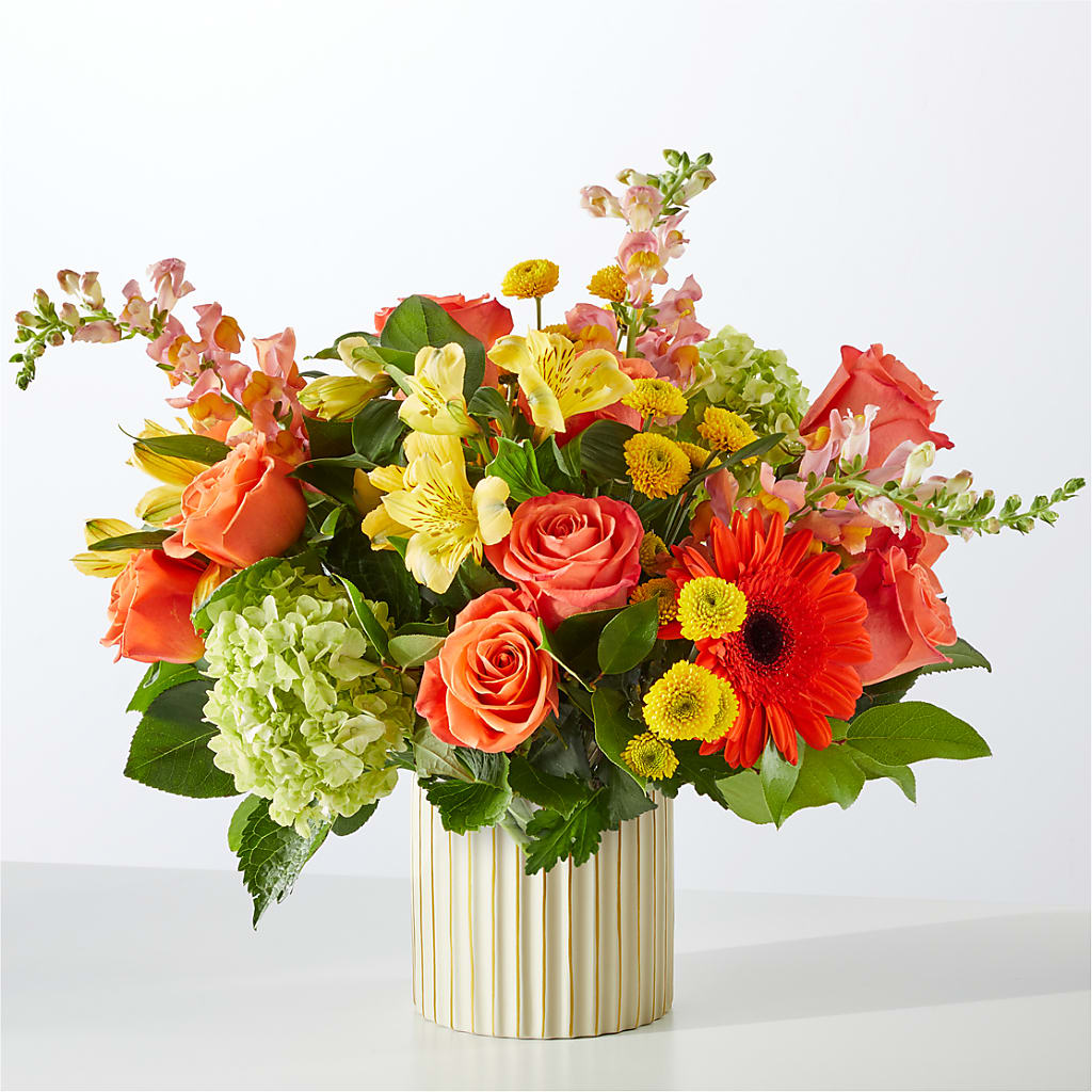 Autumn Sunshine Bouquet with Ivory Vase – Dickson Florist, Dickson TN