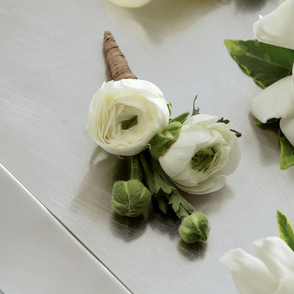 White Ranunculus Boutonniere –  Dickson Florist, Dickson TN