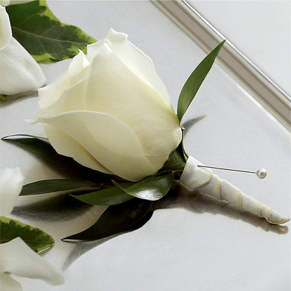 White Rose Boutonniere –  Dickson Florist, Dickson TN
