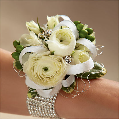 White Wedding Corsage –  Dickson Florist, Dickson TN